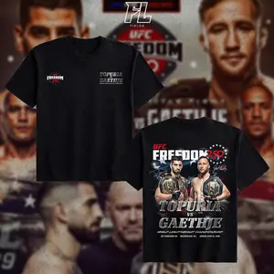 Fields  Freedom 250 Ilia Topuria vs Justin Gaethje T-Shirt - Unisex Cotton Round Neck Shortleeve Apparel, Streetwear Fabric Tee for UFC Fans, Menswear Crewneck Top Direct-to-garment Breathable Printing