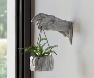 Wall Planter Hand Hanging Basket - Unique Rock Planter with Suspended String, Wall-Mounted Indoor Flower Pot for Aesthetic Room Decor