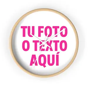 Personalized Photo Wall Clock 10x10 100% Wood Frame Natural Black White Easy Install Vibrant Colors Unique Gift for Home Office Birthdays Holidays