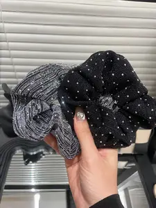 2pcs Shiny Rhinestone & Silver Color Thread Scrunchies Set, Luxury Hair Ties, High Elasticity, Gentle on Hair, Ideal for Daily Wear