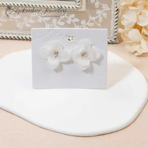 Double Petal White Hydrangea Earrings – Real Flowers, Stainless Steel, 0.7"