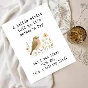 Funny Mother’s Day Card, Sarcastic Mom Card, Cheeky Greeting Card for Mom, Humorous Mother’s Day Card, Bird Card