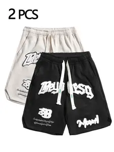 Men's Summer Casual Shorts American Style Sports Five-Point Embroidered Travel Beach Vacation Mid-Length Pants