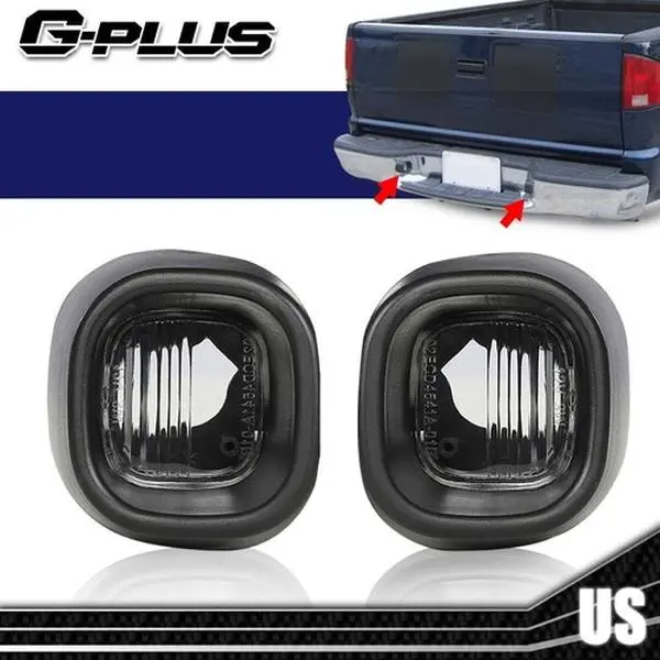 G-PLUS 2Pc Pair Set Plug-and-Play Rear Bumper Tail & License Plate Tag Lamps (Black) - Fit For 98-05 Chevy S10 GMC Sonoma Vehicle-Specific for Chevy S10 Fleetside Truck, GMC Sonoma - Cars Accessories, Car Light Replacement, Long Lifespan