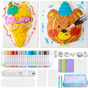 Kids Learning & Sensory Art Kit - Magic 3D Fluffy Foam Paper, 48 Sheets, 24 Markers & Water Pens for 3D Texture Play, Creative Educational Gift