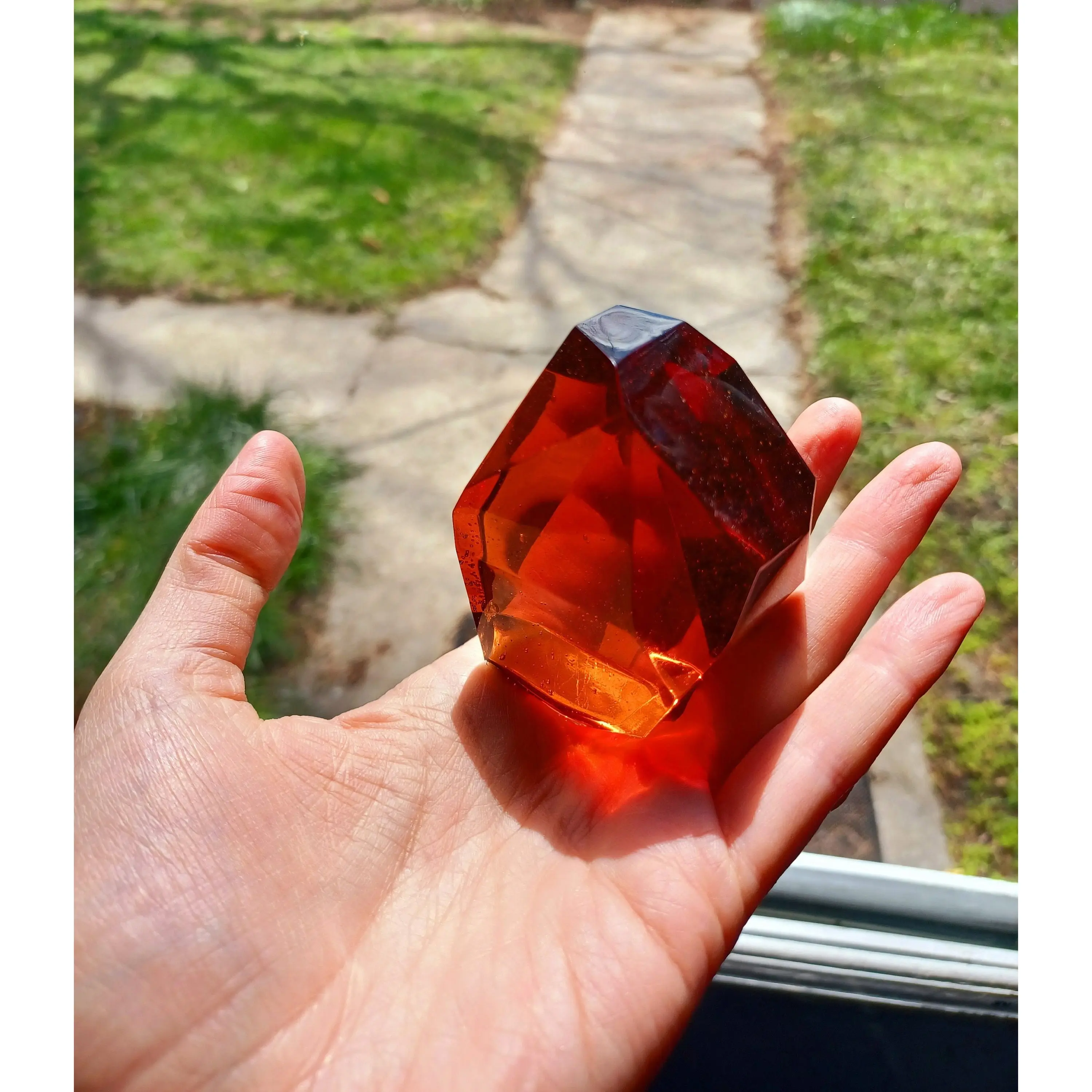 Amber Resin Crystal Paperweight / Resin Crystal Paperweight / Warm Brown Crystal / TTRPG / RPG / Crystal Staff / Wand Topper