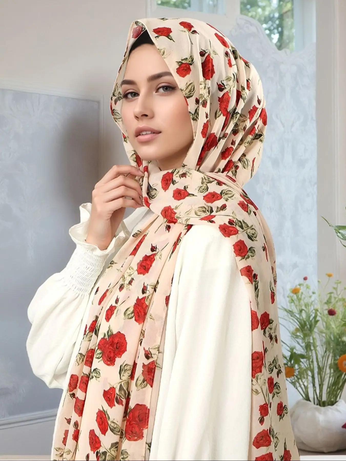 Japanese Sun Protection Towel for Women, Asymmetrical Dye Long Scarf, Lightweight Spring Accessory, UV Protection Cloth