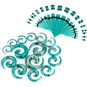 Ear Stretching Kit 14G to 00G - 50 Pieces Acrylic Tapers Silicone Tunnels Plugs Gauges Expander Set for Ear Piercing Jewelry Men Women