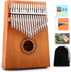 YUNDIE 17-Key Kalimba Thumb Piano – Portable Mbira with Tuning Hammer & Guide, Gift for Kids & Adults (Brown)