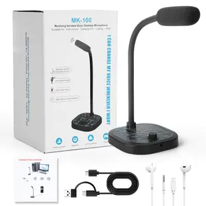 Real-Time Voice Changer Mic for PC & Mobile, USB/Type-C Compatible Streaming Microphone