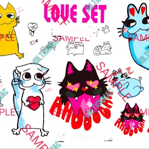 kitty cat stickers love set