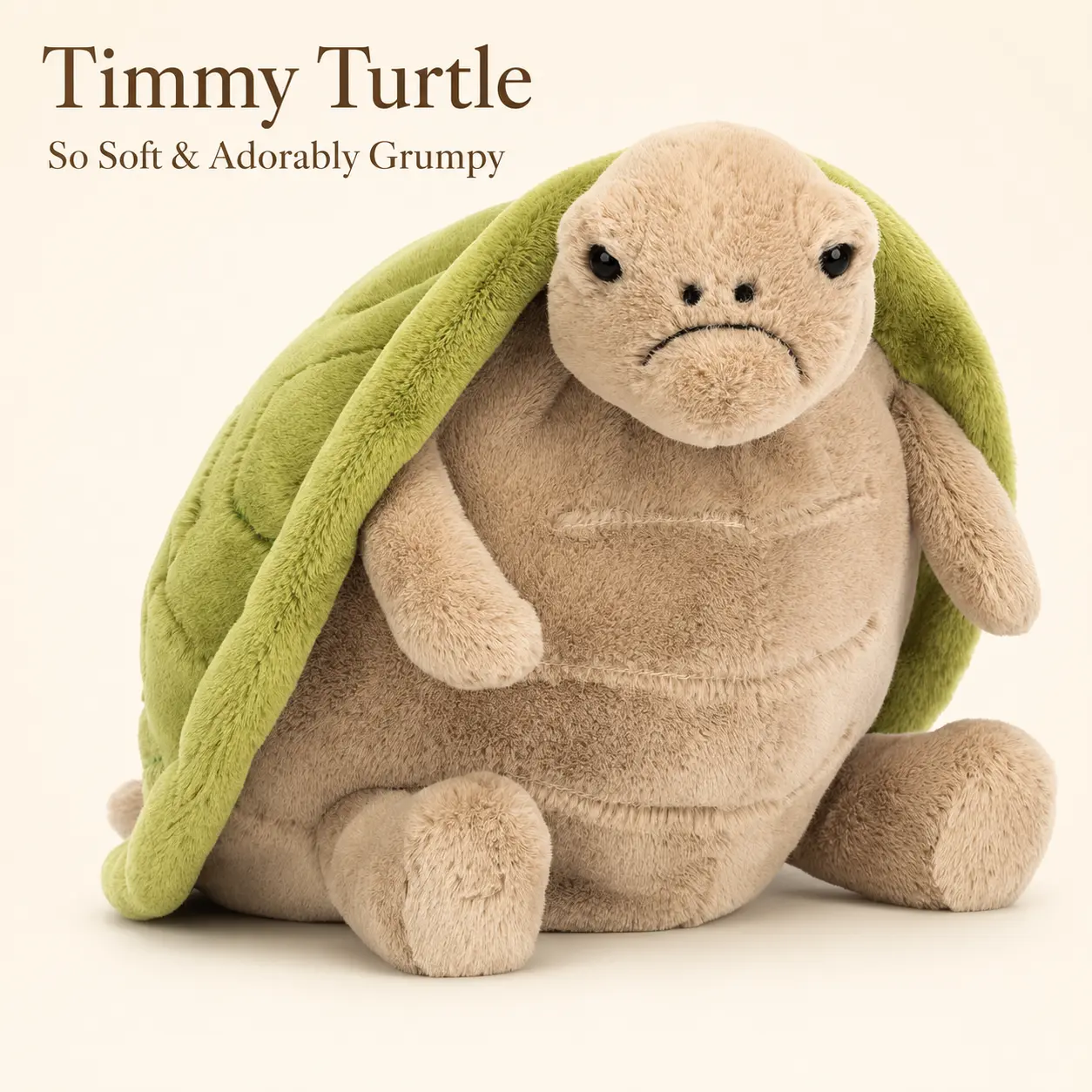Jellycat Timmy Turtle Plush Stuffed Animal Soft Grumpy Mood Turtle Funny Cute Gift for Kids & Adults