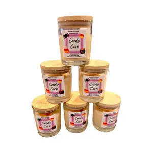 Candy Corn Scented 8oz Phthalate-Free Soy Wax Candle - Deodorant Fragrance and Fall Scented Aroma Decor Light Room Freshener Decoration halloween candles Traditional Ornaments Perfume