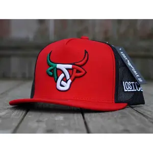 Lost Calf Unisex Mexicalf Flat Red & Black Mesh Back Snapback Hats