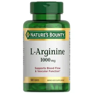 Nature’s Bounty L-Arginine 1000mg for Supporting Blood Flow and Vascular Function – Non-GMO, Gluten Free, 50 Tablets