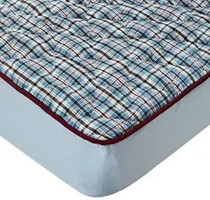 Bacati Yarn Dyed 100% Cotton Percale Fitted Crib Sheet – Quilted – Blue/Navy