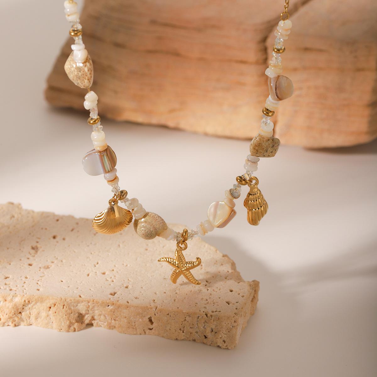 Stainless Steel Conch Starfish Shell Bracelet for Women HCB20213 HCN40398 Electroplated Ins Style Geometry Jewelry