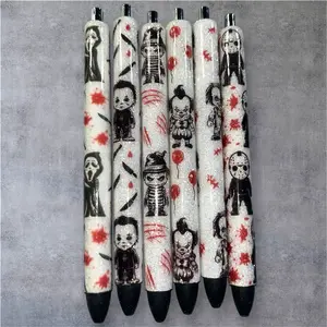 Horror Boys Glitter Pens with Unique Character Designs and Blood Splatter Patterns for Creative Writing