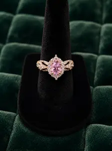 Adjustable Silver CZ Purple Oval Halo Ring