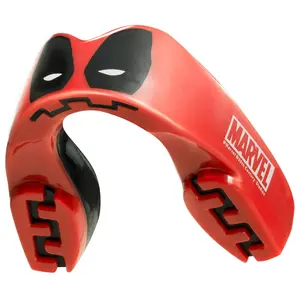 SafeJawz MARVEL Sports Mouthguard Dual Layer Premium Mouth Guard with Case for Basketball, Football, MMA, Hockey - Adult - DEADPOOL