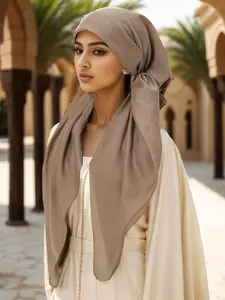 Women's Solid Color Instant Hijab, Elegant Minimalist Breathable Comfortable Hijab, Fashionable Soft Hijab for Women & Girls, Easy Wear