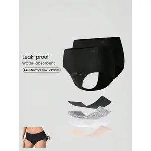GLOWMODE 2 Packs Full Confidence Period Mesh Quick-Dry Leak-Proof Water-Absorbent Mid-Waist Briefs Underwear Menstruation Postpartum Daily Active Casual Work Wear