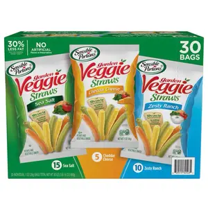 Sensible Portions Garden Veggie Snack Straws Shape Chips Variety Pack, 30 Count snack lover International easy snack Crispy Crunchy Natural Cheese Potato snack chip