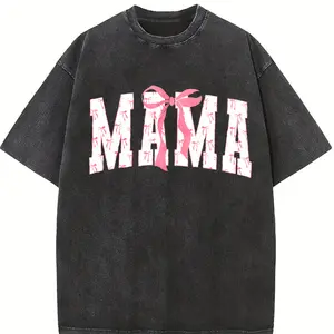 Comfort Colors Coquette Bows Mama T-shirt, Vintage Retro Mama Tee, Mother's Day Shirt, Gift for Mom, Varsity New Mom Gift Tee, Graphic Tee