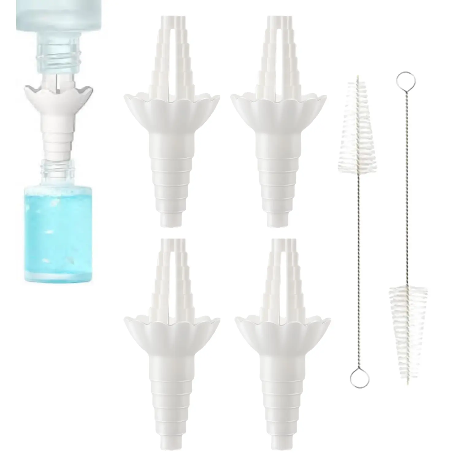 4Pcs Universal Bottle to Bottle Liquid Transfer Connector | Emptying Funnel Kit for Kitchen & Bathroom | Food-Grade |Ideal for Oil, Powder, Soap, Shampoo, Lotion (White) - Home Improvement.