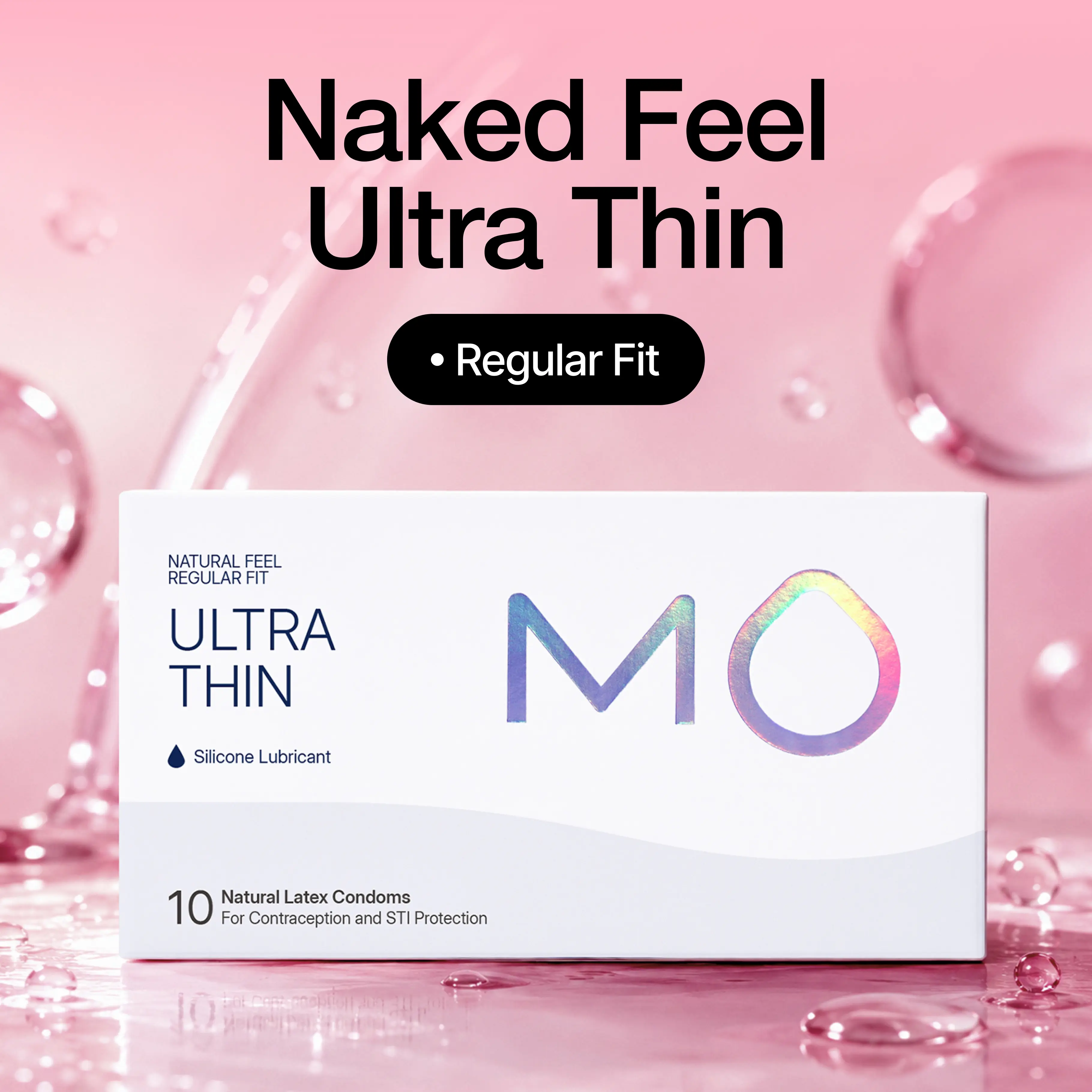 MO Ultra-Thin Condoms (0.04mm), Rich Silicone Lubrication - Regular Universal Size, pH-Balanced for Sensitive Skin, Soft, Secure Wear, Minimal Barrier, Natural Skin Feel, Pleasant Scent, Discreet Shipping