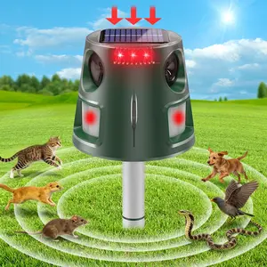 360° Infrared Animal Repeller with Ultrasonic Flame Simulation, 5 Adjustable Settings for Outdoor Pest Control in Gardens and Farms