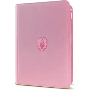 9-Pocket PU Cover Zipper Trading Card Collection Album - Sturdy 360 Side-Loading Binder for MTG, TCG, Sports Cards (Pink)