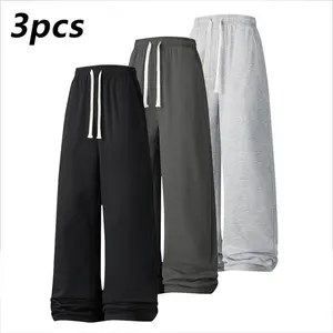 Men's Casual Three-Piece Long Pants Trendy Versatile for Outdoor Sports Fitness Breathable Trousers Athleisure Style