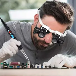 Head Mounted Magnifier With 2 LED Lights, 8 Removable Lenses (8X-15X-23X-25), Suitable For Reading, Jewelry Making And Precision Work