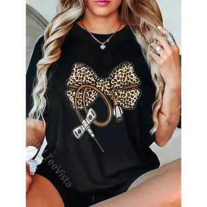 Leopard Coquette Bow Phlebotomist Nurse Phlebotomy Phleb T-Shirt women graphic shirts