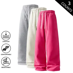 3-Pack Men’s Casual Wide-Leg Sweatpants – Soft, Breathable Joggers with Pockets, Elastic Waist, and Drawstring for Running, Gym, and Lounging