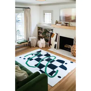 Black and White Checkered Rug