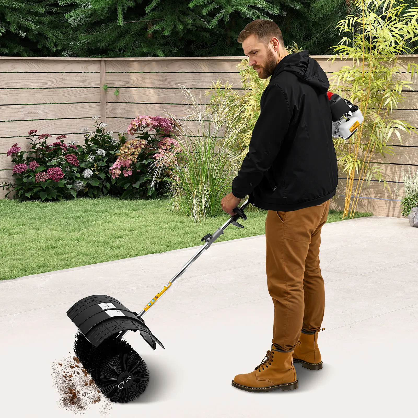 52CC 2 Stroke Gas Power Lawn Sweeper, Handheld with 20.47in Brush 8500 RPM for Driveway Sidewalk Leaf Debris Cleaning