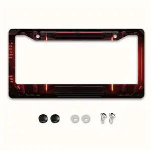 Cyberpunk License Plate Frame for Cars – Universal Fit, Red Glow, Durable & Weatherproof