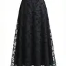 【Black Friday】Women's Floral-Embroidered Contrast-Mesh A-Line Skirt, Elegant High-Waisted Long Skirt for Formal and Casual Occasions, Parties, Holidays, and Weddings