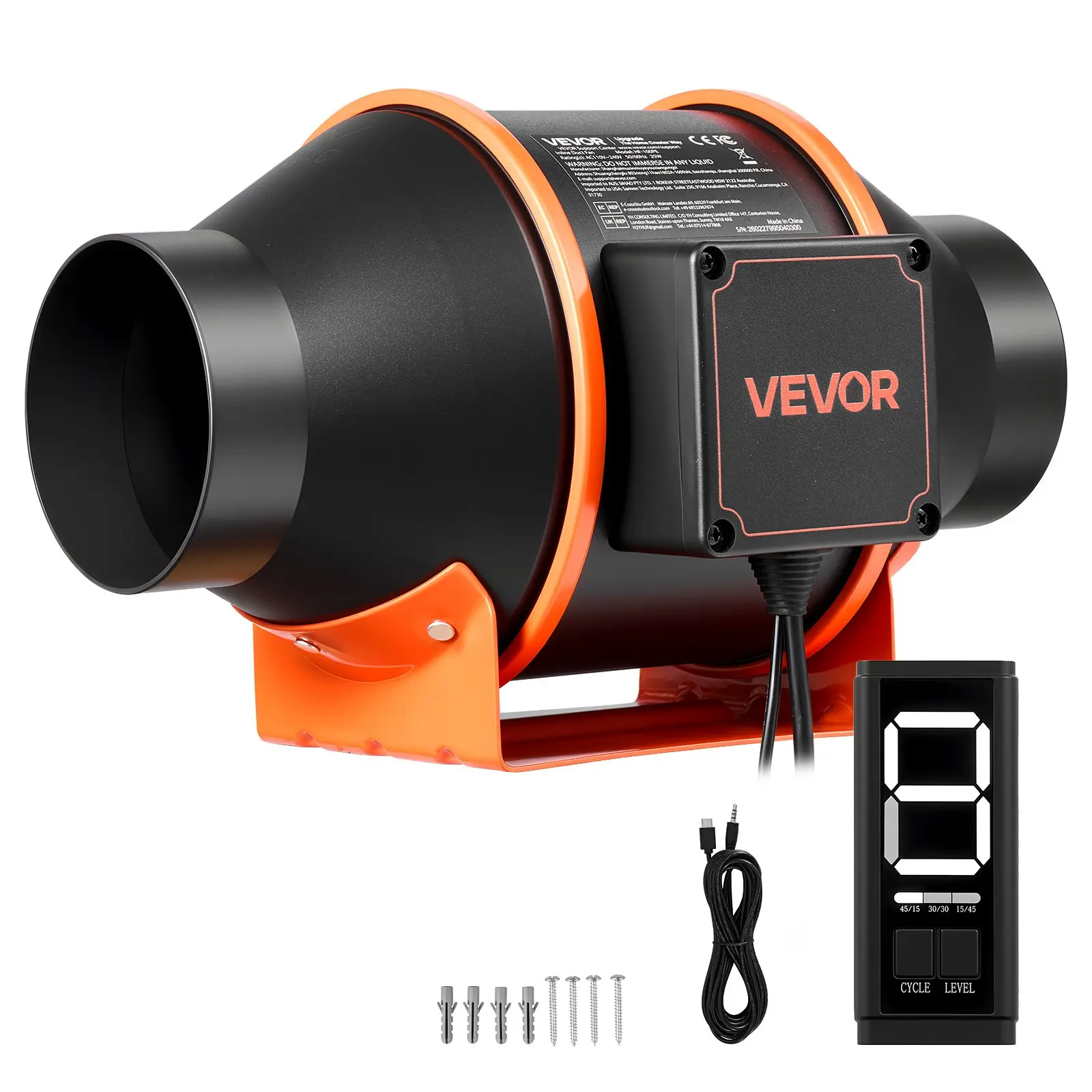 【DealsForYouDays】 VEVOR 4-Inch Inline Duct Fan, 205 CFM EC Motor Ventilation Fan with 3-Speed Circulation, 10-Speed PWM Controller, Timer Control, for Grow Tents, Indoor Gardening