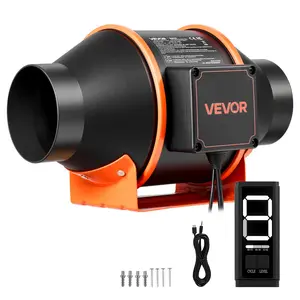 summervibes VEVOR Inline Duct Fan, 205 CFM 4 inch EC Motor Ventilation Fan with 3-Speed Circulation, 10-Speed PWM Controller, Timer-Controlled Operation, Cooling for Grow Tents, Indoor Gardening, Hydroponics