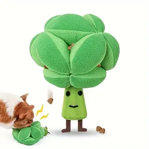 [Broccoli Cartoon Plush Dog] Interactive Squeaker Toy - Adorable Broccoli Cartoon Plush Dog Toy - Durable, Safe, Treat-Dispensing for Small to Medium Pets, Relieves Boredom & Enhances IQ