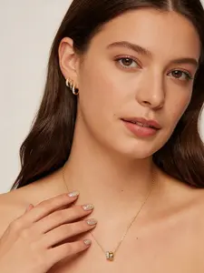 Necklace for Women, Two Distinct Rondelle Pendants with Cubic Zirconia, Sliding Chain Pendant, Trendy Fashion Jewelry