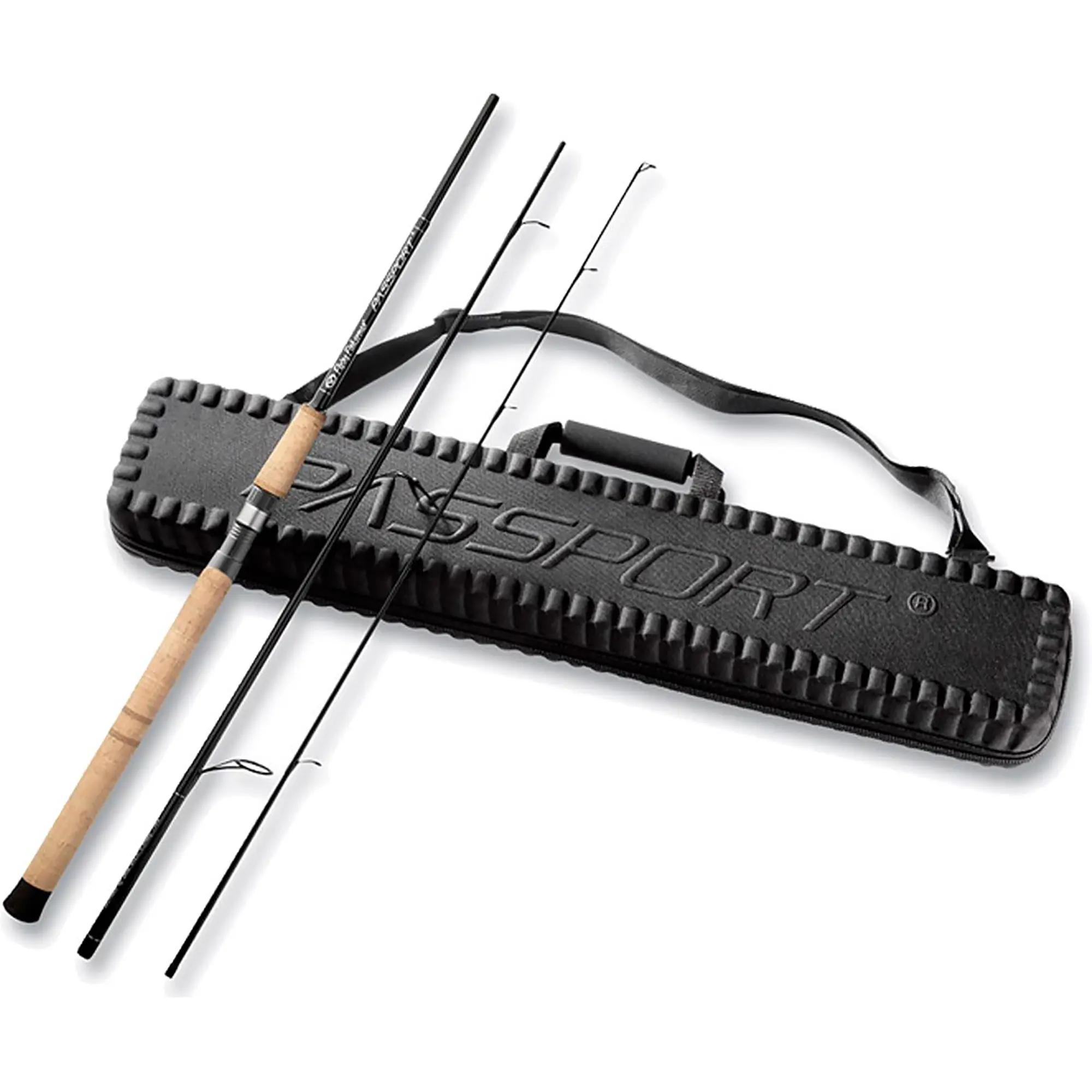 Flying Fisherman Passport 7 ft Japanese Graphite Reinforced Spinning Rod - 3-Piece with Portuguese Cork Grip, Heavy Foam Grip Handle, Adjustable Strap, Multi-Size Travel Case, Reinforced Rods, 7' Fast Spinning Rod