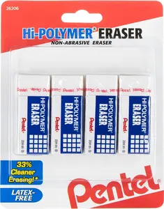 Hi-Polymer Block Eraser Small White, Pack of 4 (ZEH05BP4)