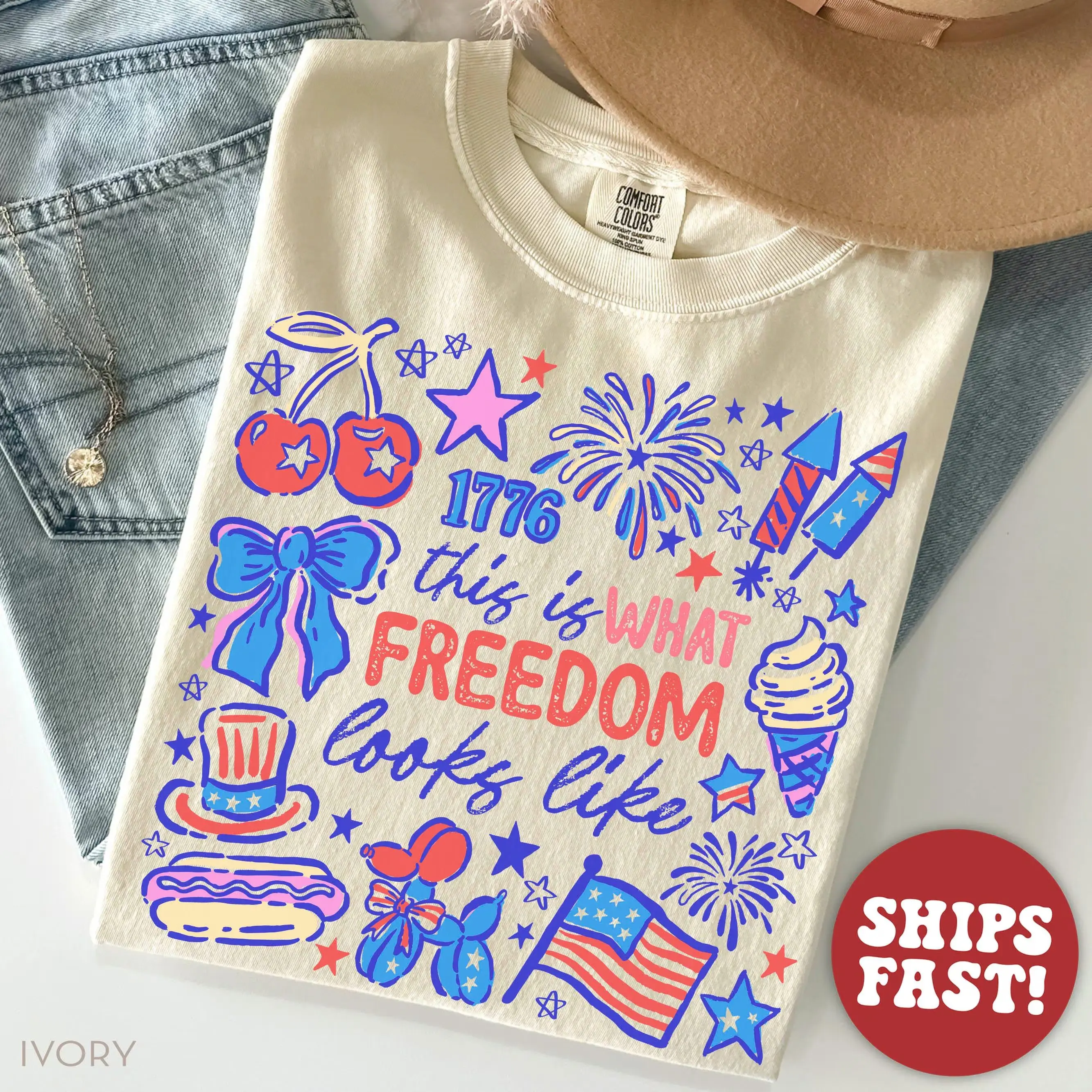 Comfort Colors 4th of July T-Shirt, Patriotic USA Graphic Tee, Independence Day American Flag Apparel, Retro Fourth of July Celebration T-Shirt, Memorial Day Summer Outfit, Vintage Americana Clothing for Women & Men