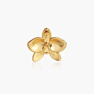 en route Orchid Ring in Gold, Polished Gold Flower Jewelry with Sculpted Bloom Design, Perfect for Daily Wear or Stacking Styles