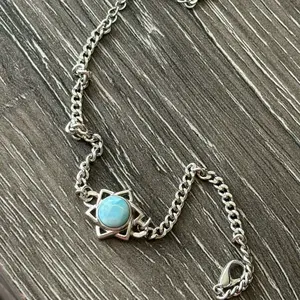 Natural and Unique Larimar Star sterling silver Plated Copper Bracelet