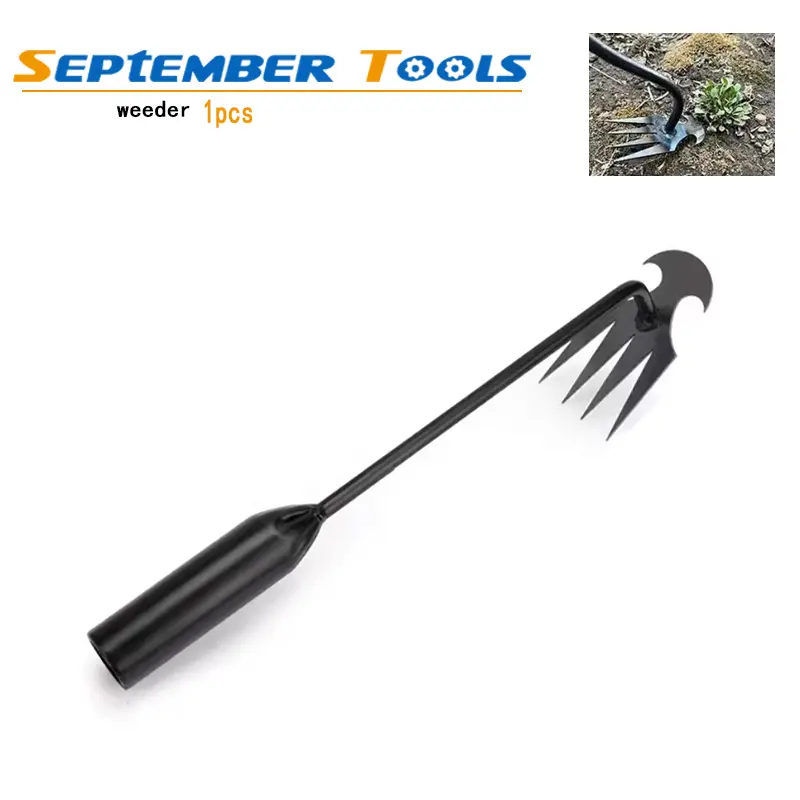 1pcs Weed Pulling Tool, Uprooting Weeding Tool, Gardening Tools, Hand Weeder Garden Weeding Puller with Handle Tools, 4 Teethes Dual Purpose Weeder for Garden Yard Farm Weed Removal